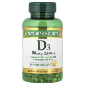 витамин D3, 50 мкг (2000 МЕ), 350 капсул быстрого высвобождения — Nature's Bounty