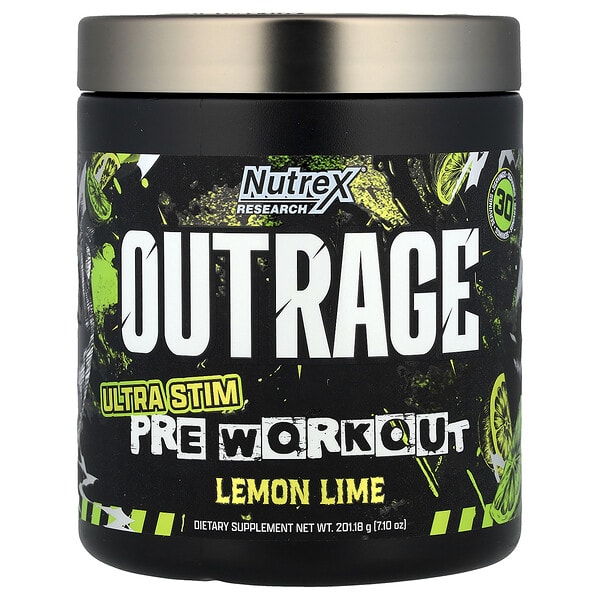 nrx36278_v_8.jpg Outrage, Ultra Stim перед тренировкой, лимон и лайм, 201,18 г (7,1 унции) — Nutrex Research