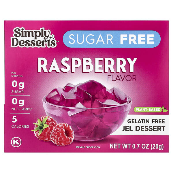 nsd90093_v_106.jpg Simply Desserts, желейный десерт, без желатина, без сахара, малина, 20 г (0,7 унции)