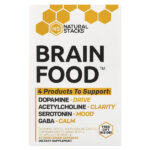 Brain Food™, 4 флакона, 15 вегетарианских капсул в каждом флаконе — Natural Stacks