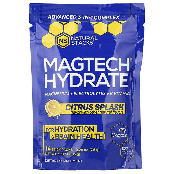 nsk13092_v_2.jpg Magtech® Hydrate, цитрус, 14 стик-пакетов по 7,5 г (0,26 унции) — Natural Stacks