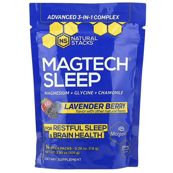 nsk13094_v_3.jpg Magtech® Sleep, для сна, лаванда и ягоды, 14 стиков по 7,8 г (0,28 унции) — Natural Stacks