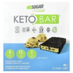 Keto Bars™, печенье с шоколадной крошкой, 12 батончиков по 40 г — No Sugar Company
