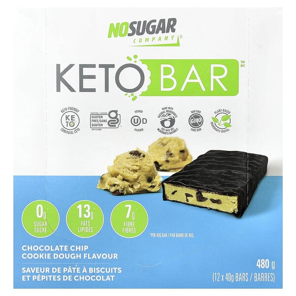 nsr12573_v_18.jpg Keto Bars™, печенье с шоколадной крошкой, 12 батончиков по 40 г — No Sugar Company