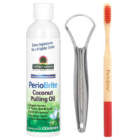 PerioBrite кокосовое масло для вытягивания со скребком для зубов и языка, холодная мята, 240 мл (8 жидк. унц.) — Nature's Answer