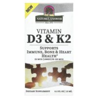 витамины D3 и K2, 25 мкг (1000 МЕ) и 120 мкг, 0,5 мл (120 жидк. унций) — Nature's Answer