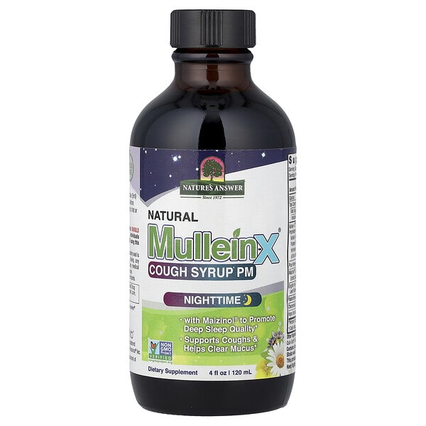 nta26259_v_36.jpg натуральный сироп от кашля Mullein-X® PM, для приёма перед сном, 120 мл — Nature's Answer