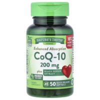 коэнзим Q10 с экстрактом черного перца, для лучшего усвоения, 200 мг, 50 капсул с быстрым высвобождением — Nature's Truth