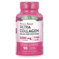 Ultra Collagen, коллаген типа I и III, 90 капсул, покрытых оболочкой (1000 мг в 1 капсуле) — Nature's Truth