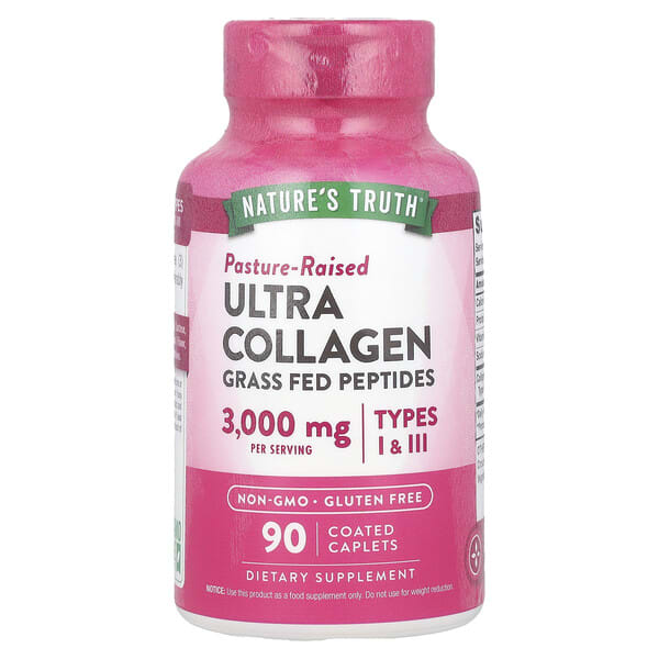 nth10110_v_40.jpg Ultra Collagen, коллаген типа I и III, 90 капсул, покрытых оболочкой (1000 мг в 1 капсуле) — Nature's Truth