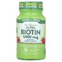 Ultra Biotin, натуральные ягоды, 5000 мкг, 78 быстро растворяющихся таблеток — Nature's Truth