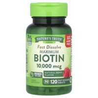 Maximum Biotin, натуральные ягоды, 10 000 мкг, 120 быстрорастворимых таблеток — Nature's Truth