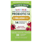 Just 4 Kidz, одна жевательная таблетка с пробиотиком-14, вкус ягод, 30 жевательных таблеток — Nature's Truth