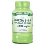 Triple Omega 3-6-9, рыба, лен, бурачник, 60 капсул быстрого действия — Nature's Truth