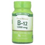 Vitamins, B12 с замедленным высвобождением, 1000 мкг, 75 таблеток — Nature's Truth