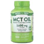 масло MCT, 100 капсул с быстрым высвобождением (1200 мг в 1 капсуле) — Nature's Truth