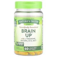 Brain Up™, с L-теанином, бакопой, витамином B-12, MCT, 60 мягких таблеток Liquid Max — Nature's Truth