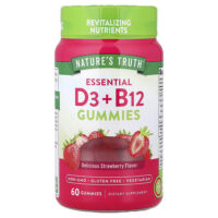 Essential D3 и B12, жевательные таблетки, со вкусом клубники, 60 жевательных таблеток — Nature's Truth