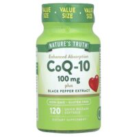 CoQ-10 с экстрактом черного перца, улучшенное усвоение, 100 мг, 120 капсул с быстрым высвобождением — Nature's Truth