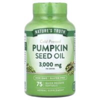 тыквенное масло, холодный отжим, 75 капсул с быстрым высвобождением (1000 мг в 1 капсуле) — Nature's Truth