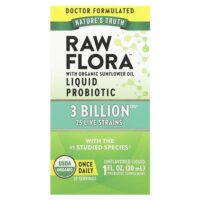 Жидкий пробиотик Raw Flora™, без добавок, 3 млрд КОЕ, 30 мл (1 жидк. Унция) — Nature's Truth