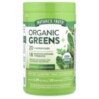 Organic Greens+, органическая зелень, без добавок, 150 г (5,29 унции) — Nature's Truth