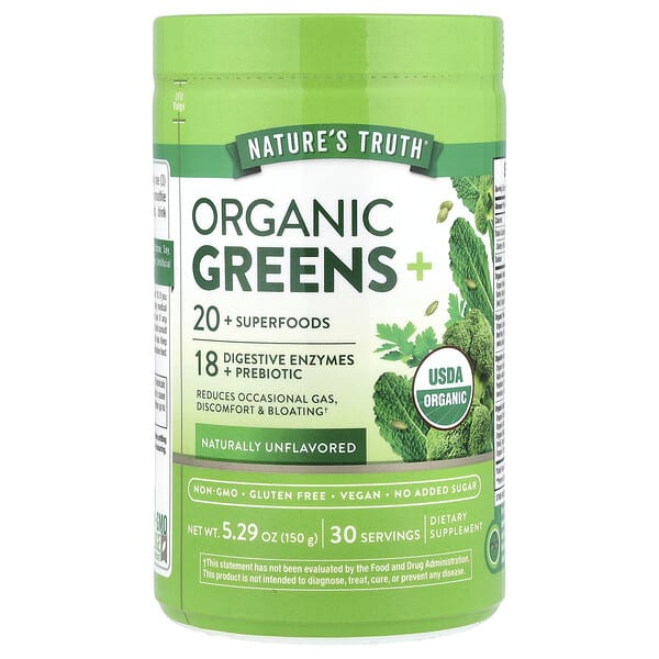 nth12650_v_8.jpg Organic Greens+, органическая зелень, без добавок, 150 г (5,29 унции) — Nature's Truth