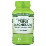 Тройной магний + D3 и цинк, 60 капсул — Nature's Truth