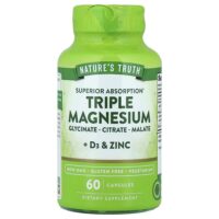 Тройной магний + D3 и цинк, 60 капсул — Nature's Truth