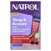 Sleep & Restore, успокаивающая смесь для напитков, без мелатонина, вишня, 10 пакетиков по 2,6 г (0,09 унции) — Natrol