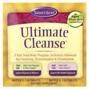 Ultimate Cleanse, состоящая из 2 частей программа для всего тела, 2 флакона по 120 таблеток в каждом — Nature's Secret