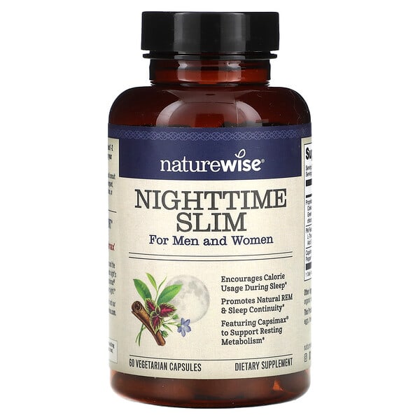ntw00654_v_8.jpg NightTime Slim, для мужчин и женщин, 60 вегетарианских капсул — NatureWise