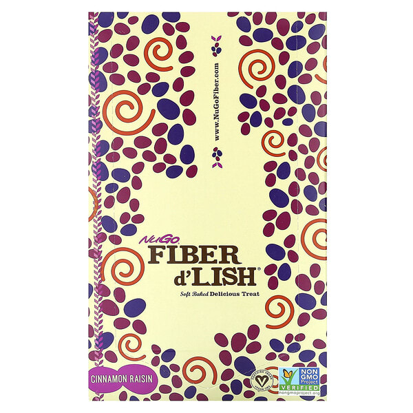 nug00008_v_10.jpg Fiber d'Lish, коричный изюм, 16 батончиков по 45 г (1,6 унции) — NuGo Nutrition