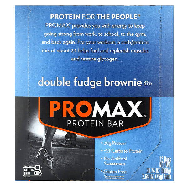 nug12593_v_11.jpg ProMax Protein Bar, протеиновый батончик, брауни с двойной помадкой, 12 батончиков по 75 г (2,64 унции) — NuGo Nutrition