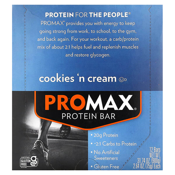 nug12668_v_10.jpg ProMax Protein Bar, протеиновый батончик, печенье и крем, 12 батончиков по 75 г (2,64 унции) — NuGo Nutrition