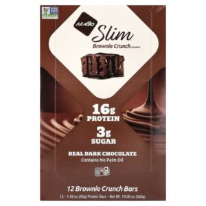 Slim®, протеиновый батончик, хрустящий брауни, 12 батончиков по 45 г (1,59 унции) — NuGo Nutrition
