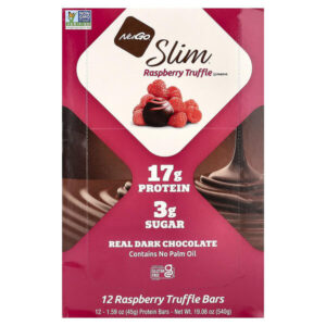 Slim®, протеиновые батончики, малина и трюфель, 12 батончиков по 45 г (1,59 унции) — NuGo Nutrition