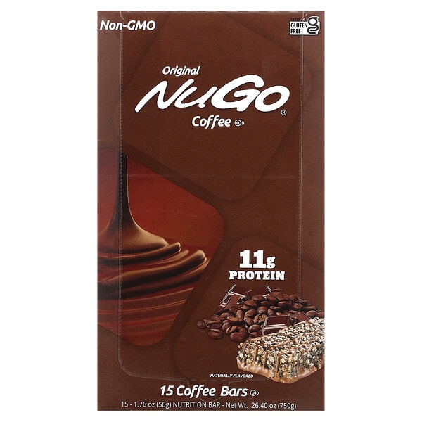 nug50603_v_10.jpg Nutrition, батончик, кофе, 15 батончиков по 50 г (1,76 унции) — NuGo Nutrition