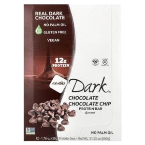 Dark®, протеиновые батончики, шоколад с шоколадной крошкой, 12 батончиков по 50 г (1,76 унции) — NuGo Nutrition