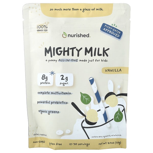 nuh00446_v_10.jpg Mighty Milk, для детей, со вкусом ванили, 259 г (9,14 унции) — Nurished