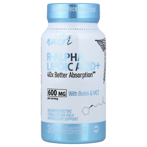 nui74292_v_8.jpg R-Alpha Lipoic Acid+ With Biotin & MCT, 30 Vegan Capsules — Nutri
