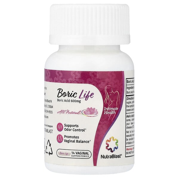 nul59839_v_8.jpg Boric Life, борная кислота, 600 мг, 14 вагинальных свечей — NutraBlast