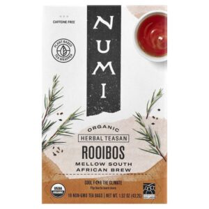 Organic Herbal Teasan, ройбуш, без кофеина, 18 чайных пакетиков без ГМО, 43,2 г (1,52 унции) — Numi Tea