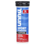 Sport Hydration + Caffeine, напиток с шипучим электролитом, вишневый лаймад, 10 таблеток — Nuun
