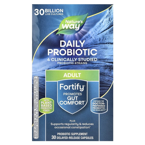 nwy10294_v_48.jpg Fortify, ежедневный пробиотик, для взрослых, 30 млрд КОЕ, 30 капсул с отсроченным высвобождением — Nature's Way