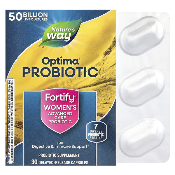 nwy10336_v_88.jpg Optima® Probiotic, Fortify®, пробиотик для женщин, 50 млрд, 30 капсул с отсроченным высвобождением — Nature's Way