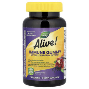 Alive!® жевательные мармеладки для иммунитета с экстрактом бузины, винограда и вишни, 90 жевательных таблеток — Nature's Way