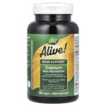 Alive!, кальций, максимальное усвоение, 180 таблеток — Nature's Way
