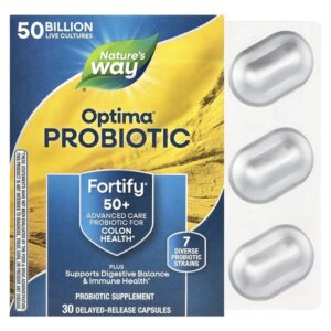 пробиотик Optima®, Fortify® для людей старше 50 лет, 50 млрд КОЕ, 30 капсул с отсроченным высвобождением — Nature's Way