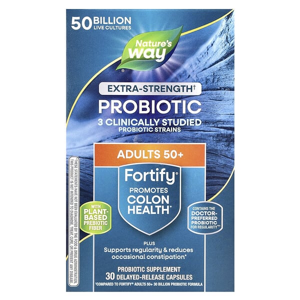 nwy11582_v_60.jpg Fortify®, пробиотик, для взрослых старше 50 лет, 50 млрд, 30 капсул с отсроченным высвобождением — Nature's Way